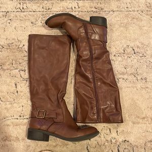 Brown leather riding boots